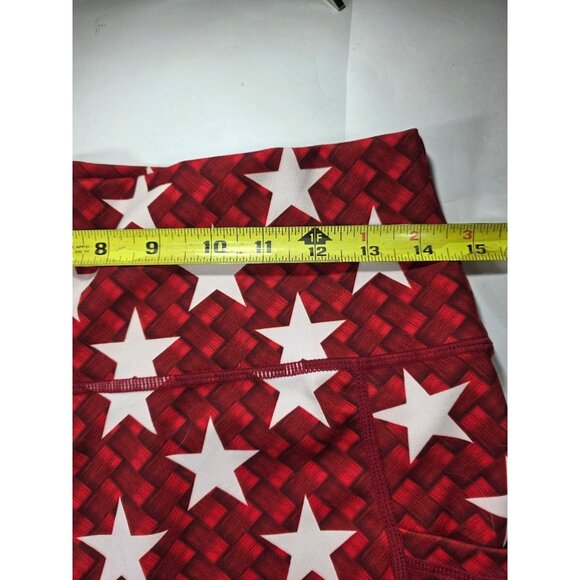 CVG shorts red brick white stars M exercise fitness yoga running pockets - Picture 4 of 5